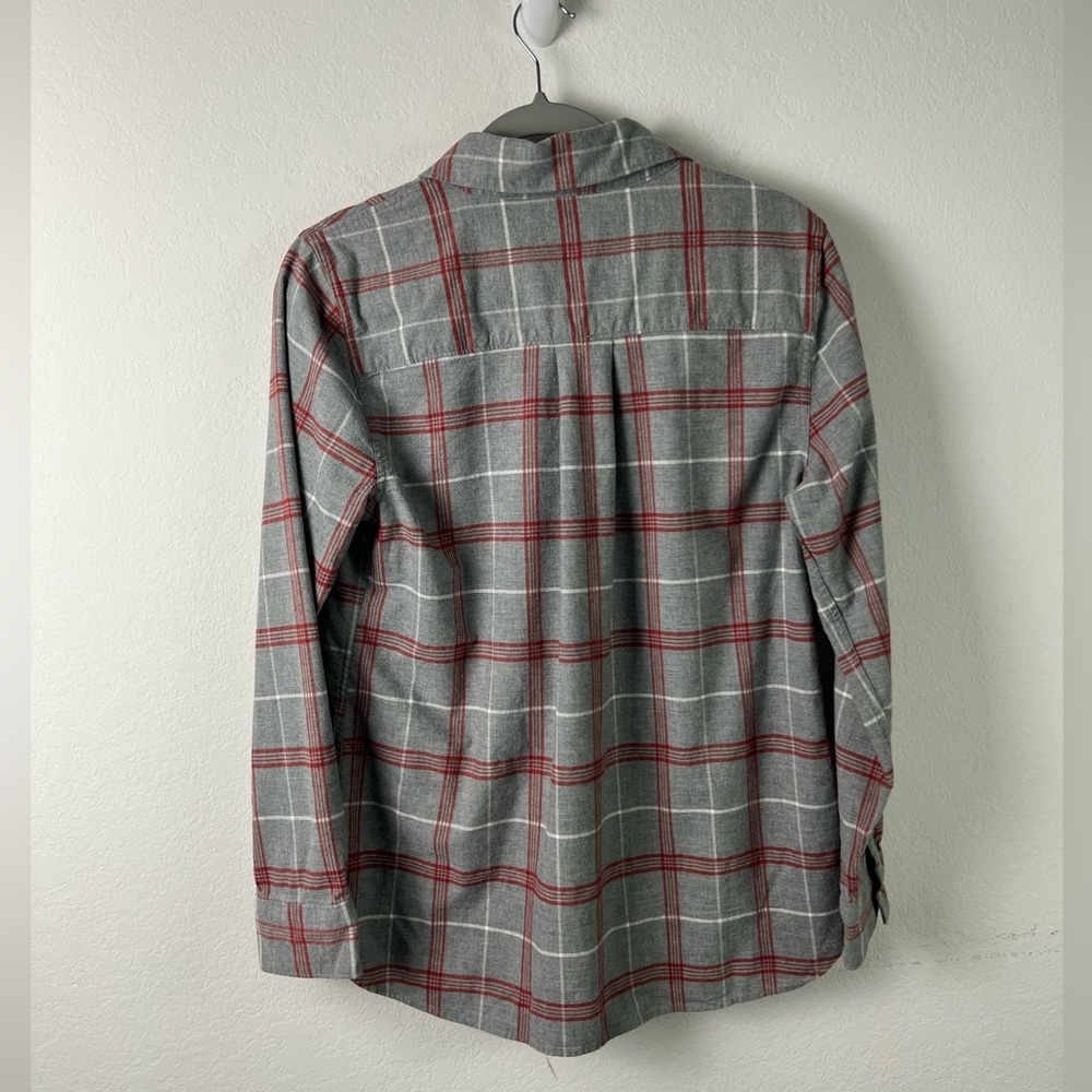 Faherty Organic Cotton Blend Gray Red White Plaid Fall Winter Office Button Down - Picture 3 of 11
